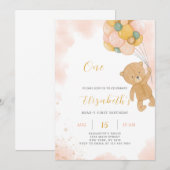 Invitation à l'anniversaire de l'ours en peluche (Devant / Derrière)