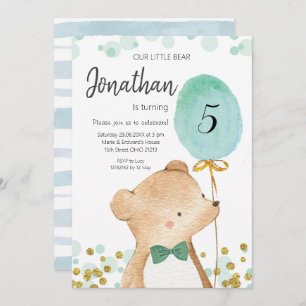 Invitation à l'anniversaire de l'ours et du ballon