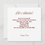 Invitation à l'anniversaire de l'ours, ours sur l' (Dos)