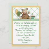 Invitation à l'anniversaire de l'Ours vert (Devant / Derrière)