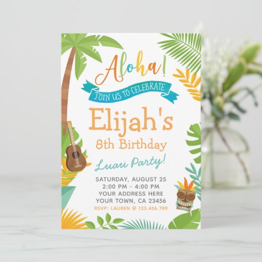 Invitation à l'anniversaire de Luau (Debout devant)