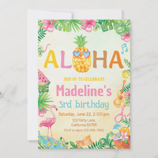 Invitation à l'anniversaire de Luau Fête tropicale