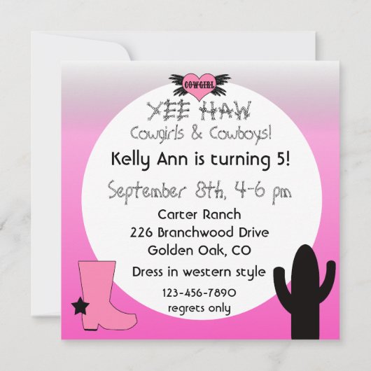 Invitation à l'anniversaire de Lucky Horseshoe (Dos)