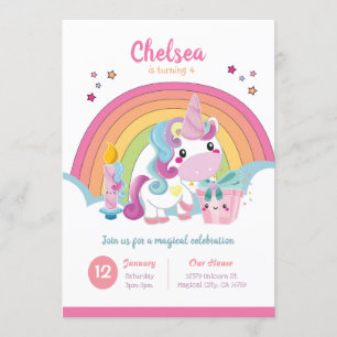 Invitation à l'anniversaire de l'Unicorn Rainbow P