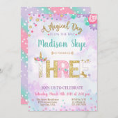 Invitation à l'anniversaire de l'Unicorne (Devant / Derrière)