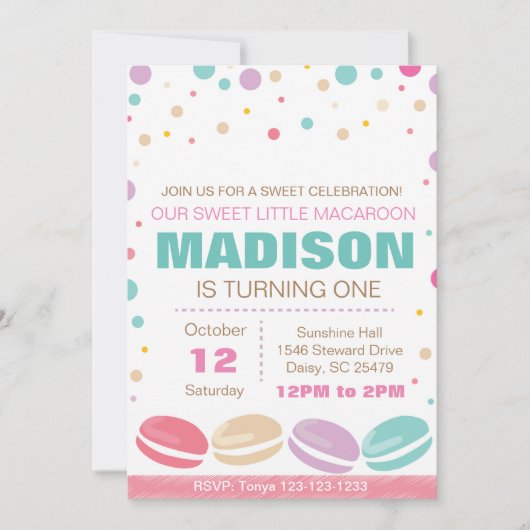 Invitation à l'anniversaire de Macaroon (Devant)