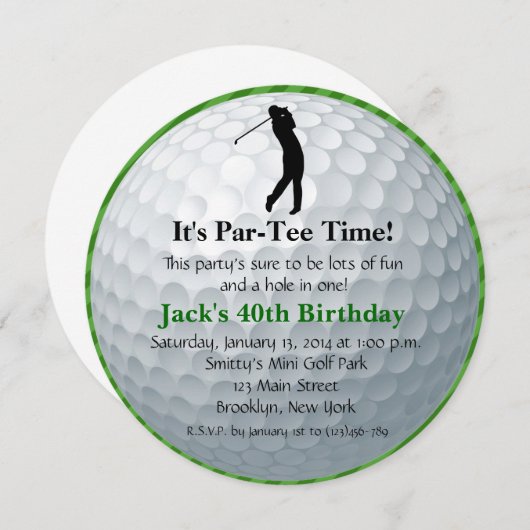 Invitation à l'anniversaire de Man Golf (Devant / Derrière)