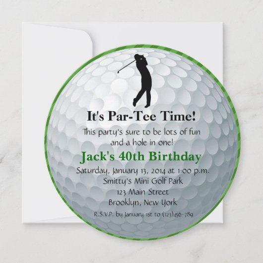 Invitation à l'anniversaire de Man Golf (Devant)
