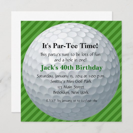 Invitation à l'anniversaire de Man Golf (Devant / Derrière)