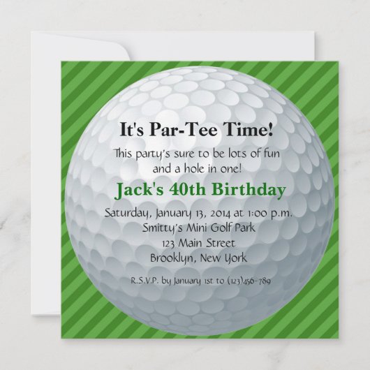 Invitation à l'anniversaire de Man Golf (Devant)