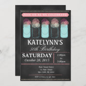 Invitation à l'anniversaire de Mason Jar, tableau  (Devant / Derrière)