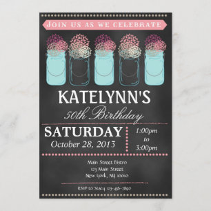 Invitation à l'anniversaire de Mason Jar, tableau 