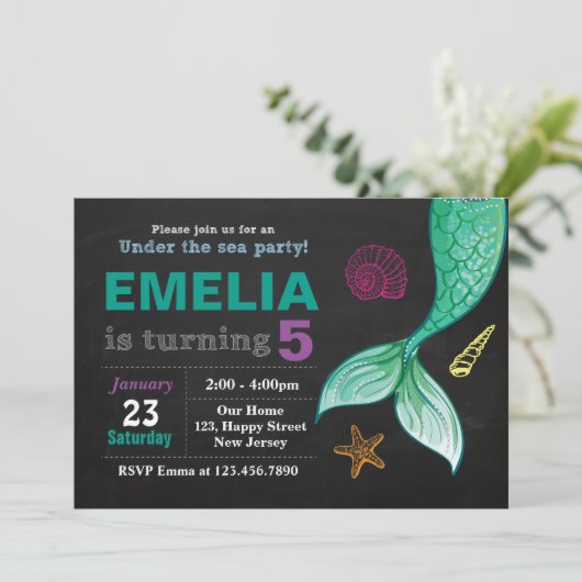 Invitation à l'anniversaire de Mermaid (Debout devant)