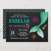 Invitation à l'anniversaire de Mermaid (Devant / Derrière)