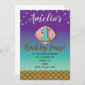 Invitation à l'anniversaire de Mermaid (Devant / Derrière)