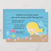 Invitation à l'anniversaire de Mermaid (Devant / Derrière)