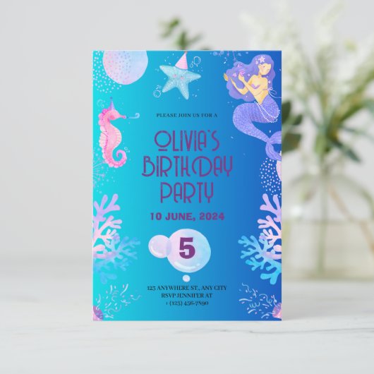 Invitation à l'anniversaire de Mermaid (Debout devant)