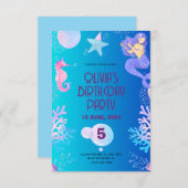 Invitation à l'anniversaire de Mermaid (Devant / Derrière)