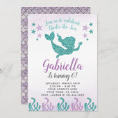 Invitation à l'anniversaire de Mermaid (Devant / Derrière)