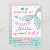 Invitation à l'anniversaire de Mermaid (Devant / Derrière)