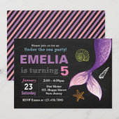 Invitation à l'anniversaire de Mermaid (Devant / Derrière)