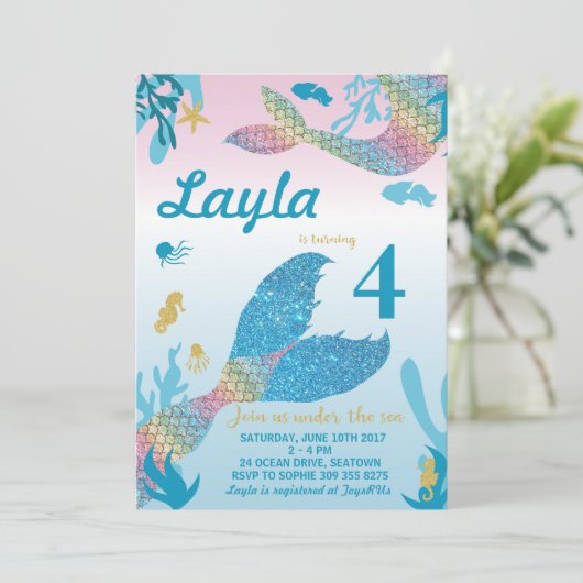 Invitation à l'anniversaire de Mermaid (Debout devant)