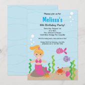 Invitation à l'anniversaire de Mermaid Blonde (Devant / Derrière)