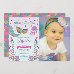 Invitation à l'anniversaire de Mermaid sous le Sea
