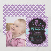 Invitation à l'anniversaire de Mermaid sous le Sea (Devant / Derrière)