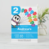 Invitation à l'anniversaire de mignonne Penguin (Debout devant)