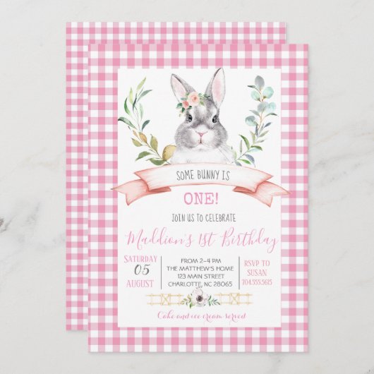 invitation à l'anniversaire de naissance de bunny (Devant / Derrière)