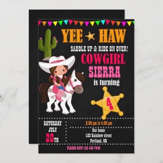 Invitation à l'anniversaire de naissance de la fil (Devant / Derrière)