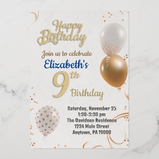 Invitation à l'anniversaire de neuf ans (Recto)