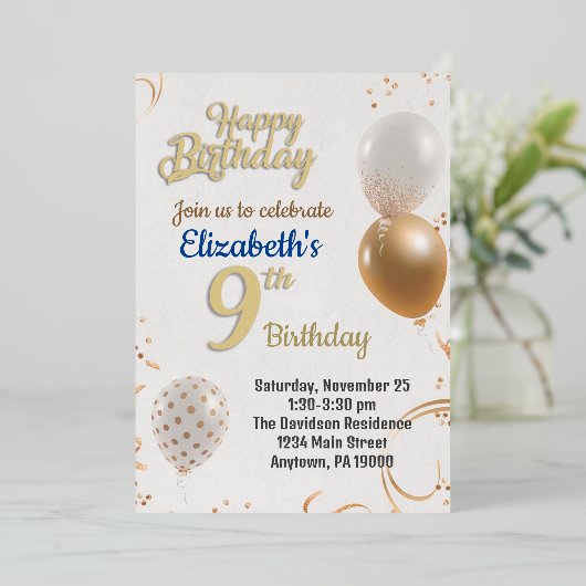 Invitation à l'anniversaire de neuf ans (Debout devant)