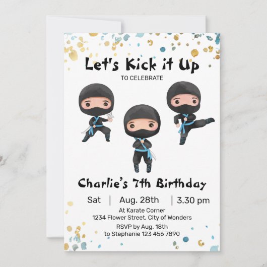 Invitation à l'anniversaire de Ninja - Ninja Party (Devant)