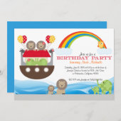 Invitation à l'anniversaire de Noah's Ark (Devant / Derrière)