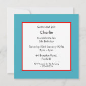 Invitation à l'anniversaire de Noé (Dos)