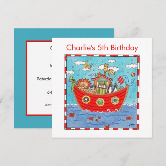 Invitation à l'anniversaire de Noé (Devant / Derrière)