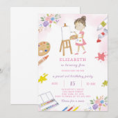 Invitation à l'anniversaire de Paint Girl (Devant / Derrière)