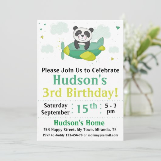 Invitation à l'anniversaire de Panda (Debout devant)