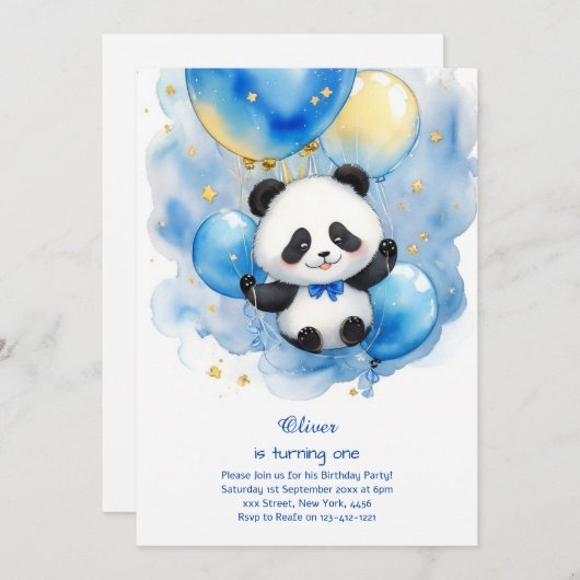 Invitation à l'anniversaire de Panda (Devant / Derrière)