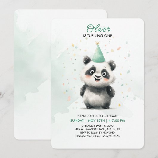 Invitation à l'anniversaire de Panda (Devant / Derrière)