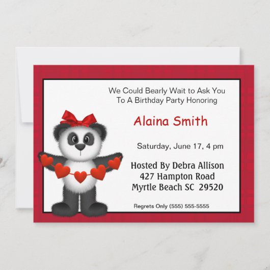 Invitation à l'anniversaire de Panda Bear (Devant)