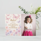 Invitation à l'anniversaire de papillon modifiable (Debout devant)