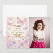 Invitation à l'anniversaire de papillon modifiable (Devant / Derrière)