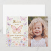 Invitation à l'anniversaire de papillon modifiable (Devant / Derrière)