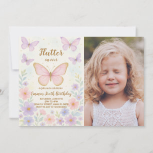 Invitation à l'anniversaire de papillon modifiable