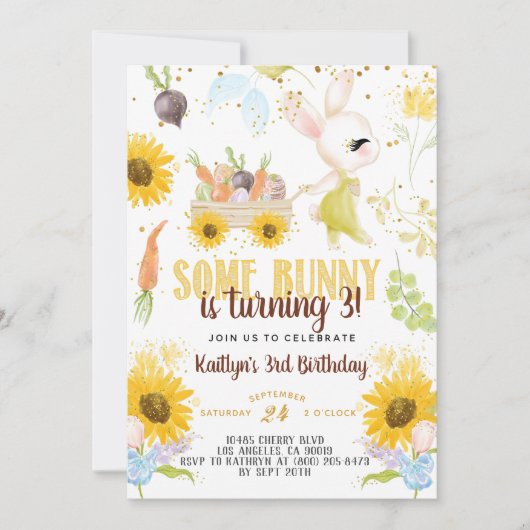 Invitation à l'anniversaire de Pâques de Bunny (Devant)