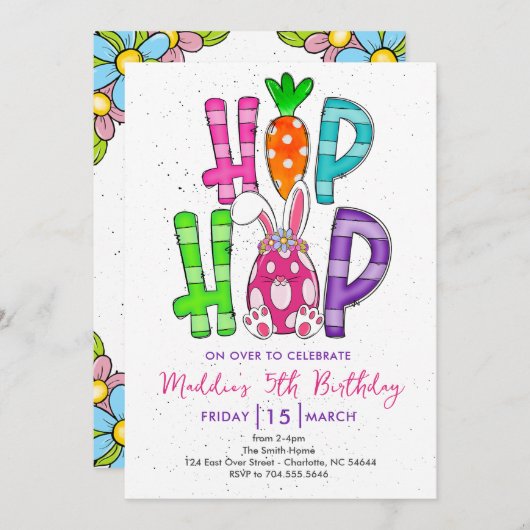 Invitation à l'anniversaire de Pâques, Invitation  (Devant / Derrière)