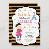 Invitation à l'anniversaire de Paris Fille Eiffel  (Devant / Derrière)